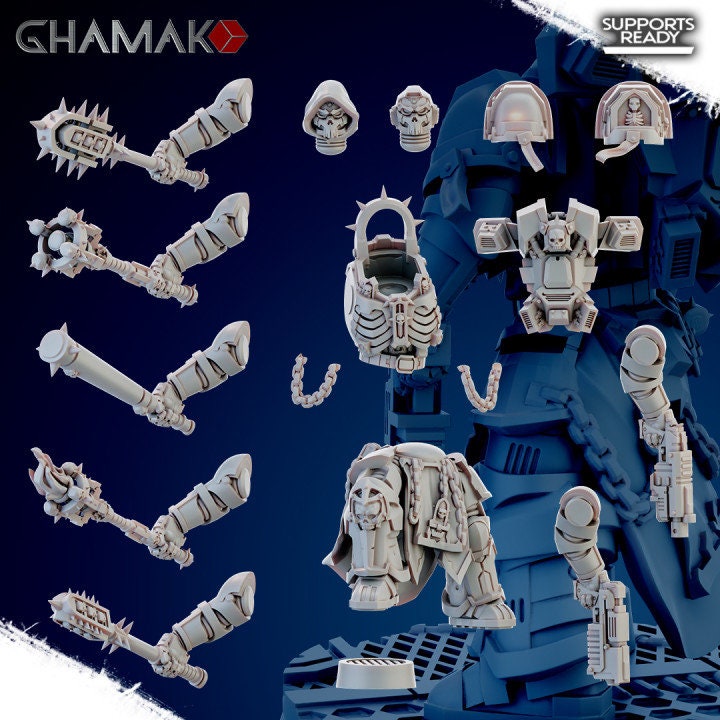 Futuristic Grim Reaper Soldier with melee weapons